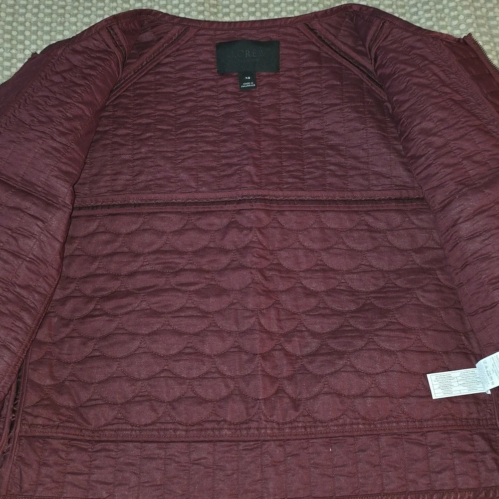 J.CREW Classic Burgundy Wine Quilted Jacket Size XS - Picture 5 of 11